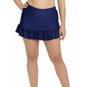 Island Escape Tummy Control/Thigh Minimizer Bikini Navy Bottoms/Skirt Size 18W